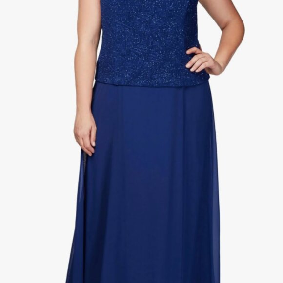 Alex Evenings Women's Gown and Mandarin Jacket - Picture 3 of 6